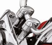 Available in mirror-chrome or gloss black finish, the kit includes riser, matching handlebar clamp and clamp hardware. Fits most 1.