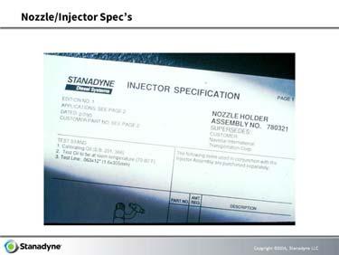 parts and servicing information Service specifications for 17 and 21 mm injectors are listed by