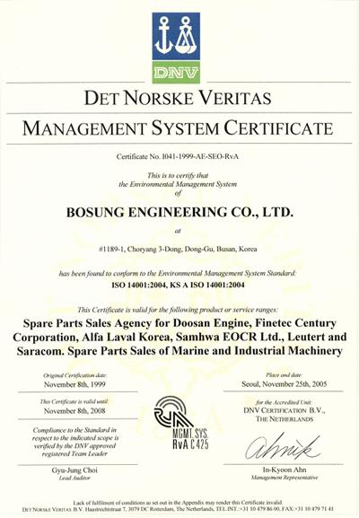CERTIFICATE We acquired ISO9001 & ISO14001 certificate from DNV to Strengthen our