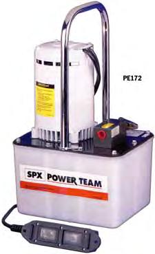 2 hp, 3,450 rpm, singlephase, thermal protected induction motor; 10 ft. remote control cord (PE172S has 25 ft.
