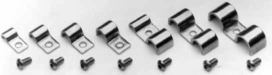 They securely hold brake lines, wiring, gas lines, or cables. Available as single or double clamps. Stainless button head screws included.
