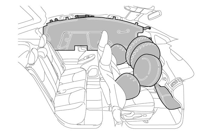 SRS Airbags & Seatbelt Pretensioners (Continued) NOTE: The front seat back mounted side airbags and the side
