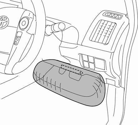 The knee airbag deploys simultaneously with the frontal airbags.