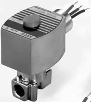 4 Direct Acting, Normally Open General Service Solenoid Valves Brass or Stainless Steel Bodies /8" to /4" NPT 8262 Features Reliable, proven design with high flows Small poppet valves for tight