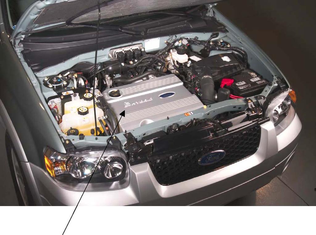 Hybrid vehicles also have unique underhood appearance. The engine cover has a hybrid label for easy identification.