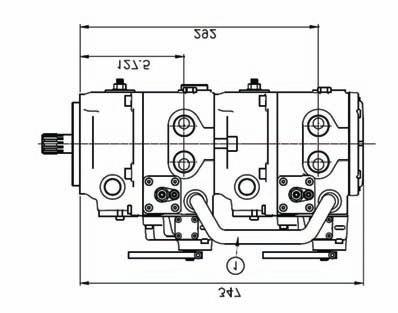 INSTALLATION DRAWING (continued) + Tandem Pump - Mounting Flange SAE B Short version (TS) Warning: when ordering a tandem pump it is necessary to indicate for each pump the kind of shaft and the
