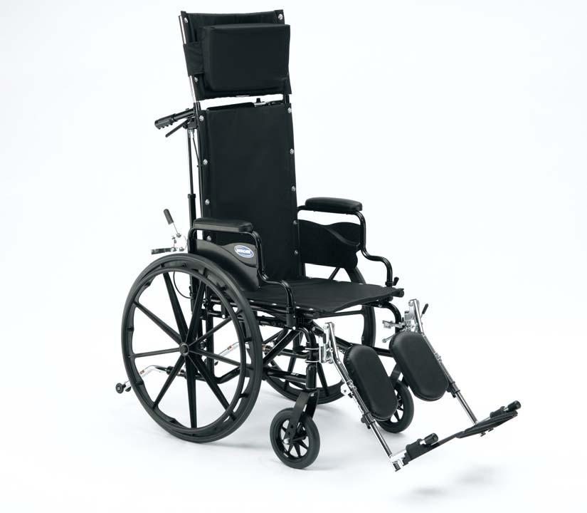 Invacare 9000 XT Recliner Wheelchair Stylish, contemporary carbon steel frame is long-lasting Dynamic recline range from 90 to 180 Rear axle base moves, providing stable center-of-gravity in recline