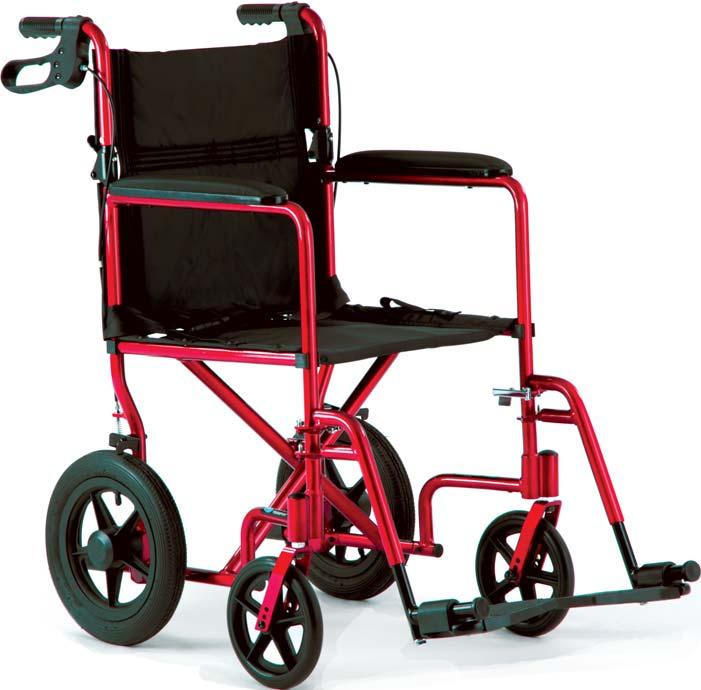 Invacare IVC Aluminum Transport Chair Black nylon upholstery is flame retardant and bacteria resistant Full-length arms are padded for comfort Carry straps on seat allow for ease of folding and