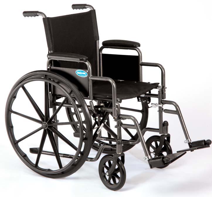 Invacare IVC Veranda Tracer Wheelchair Stylish powder-coated frame includes front riggings - Footrests match