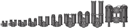 The two sections of the fi lter housing, each of which has a bolt-on cover plate, are connected by means of a ball change-over valve.