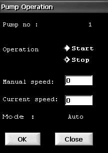 Setting the manual mode of pumps (cabinets with pump selector switches) To operate the pump manually, you must configure the manual mode via the touchscreen: 1. Press [Operation]. 2.