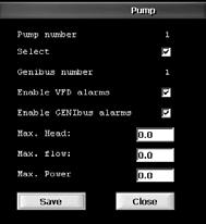 English (GB) 5.1.9 Setting the pumps 1. Press [Configuration]. 2. Press the pump icon. 3. Enter the settings using the table below. 4. Press [Save]. 5. Repeat steps 1-3 for the other pumps, if any. 5.1.10 Setting the chiller sensors 1.