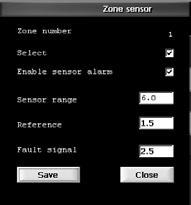 5.1.11 Setting the zone sensors 1. Press [Configuration]. 2. Press the icon for air-handling zones. 3. Enter the settings using the table below. 4. Press [Save]. 5.