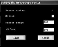 Enter the maximum flow rate that the sensor can measure in the unit selected in the "Units" menu. 5.1.14 Setting the temperature sensor 1. Press [Configuration]. 2. Press [TS1]. 3.