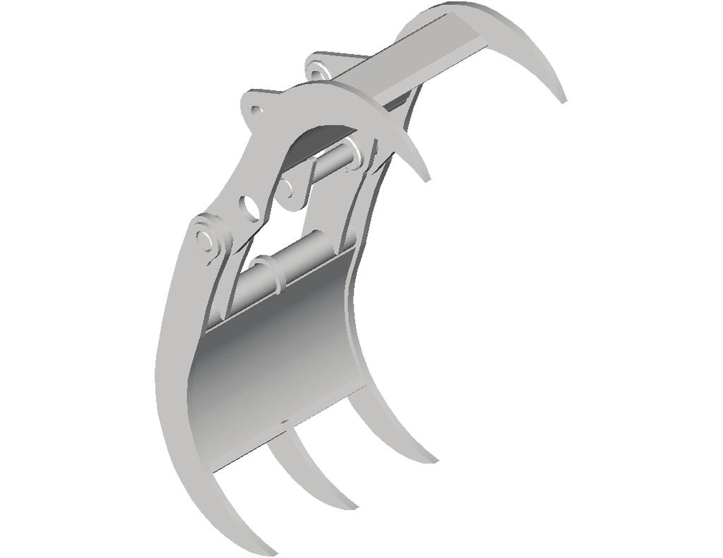 Solid Tine Grapple - Wide Mouth Opening - Greasable Pivot Points - 3 Position Mount For Rigid Version - Edge Between Tines - Every Grapple works with and without a coupler - One Piece Assembly - -