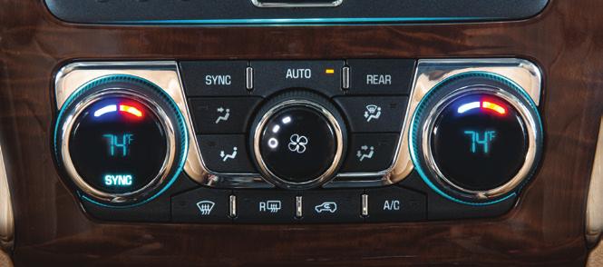 Climate Controls Driver s Temperature Control SYNC Link all settings to driver s setting AUTO Automatic operation Fan Speed Control/Off REAR Activate Rear Climate Control operation Passenger s