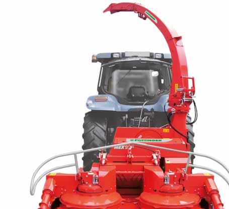 MEX 6 the trailed high-performance forager Hydraulically adjustable pivoting drawbar change between transport position and working position without leaving the driver's seat.