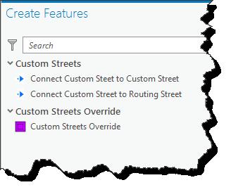 Editing templates The StreetMap Premium Custom Roads project (used within ArcGIS Pro) includes editing templates to help manage the properties of Custom_Streets when they are digitized or edited.