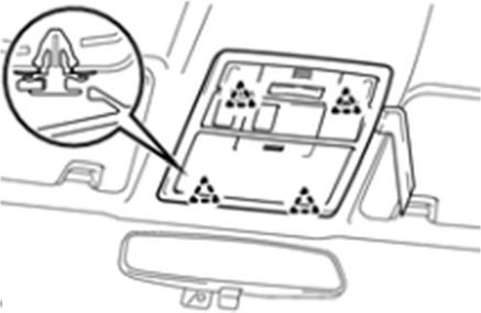 29. Engage the 2 claws to install the visor holder LH. See figure 29. Figure 29 30. Connect the connector.
