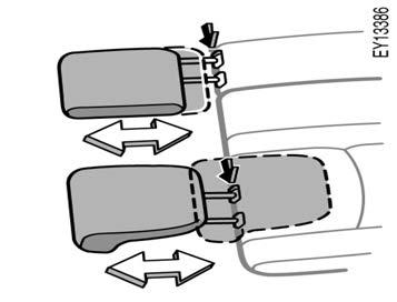Second seat When an occupant sits on the second center seat, always pull up the center head restraint to the lock position.