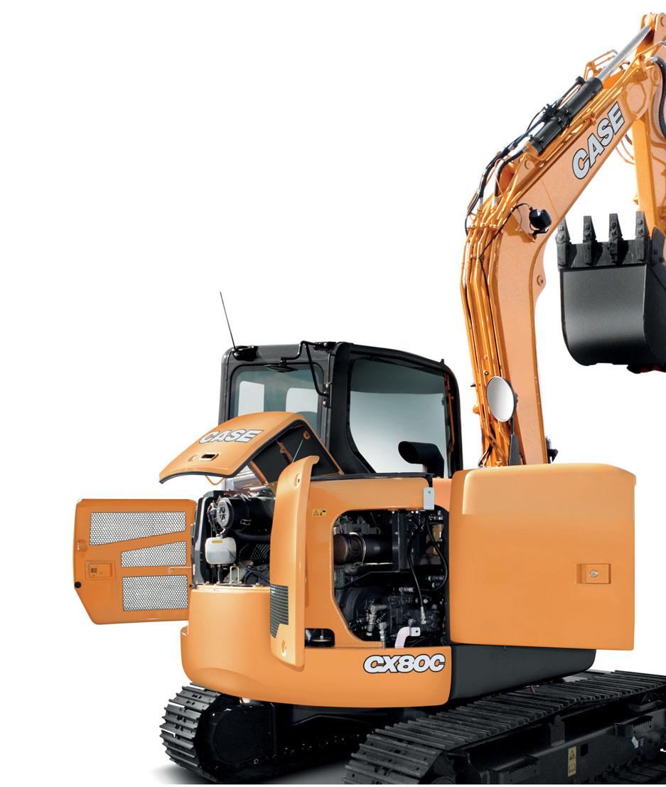 EASY MAINTENANCE SAFE AND EASY MAINTENANCE The hydraulic system, fi lters, engine and radiators can easily be reached from ground level, allowing intuitive, safe and fast maintenance operations.
