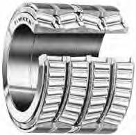 BEARING SELECTION PROCESS BEARING TYPES FOUR-ROW BEARINGS Four-row bearings combine the inherent high-load, radial/thrust capacity and direct/indirect mounting variations of tapered roller bearings