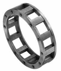 Stampedsteel cages are easily mass produced and can be used in hightemperature and harsh-lubricant environments.