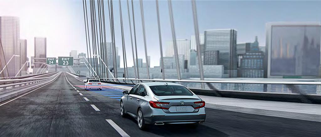 Collision Mitigation Braking System TM (CMBS TM ) 2 CMBS can help bring your Accord to a stop by automatically applying brake pressure when the system determines that a frontal collision is