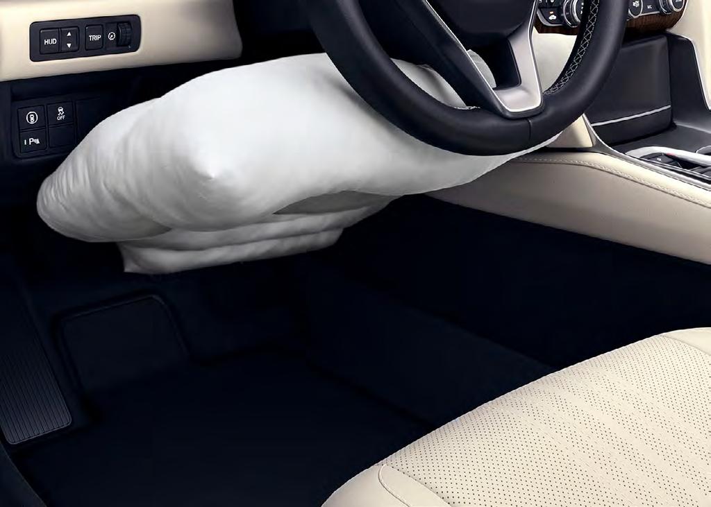 Knee Airbags Knee airbags are designed to help properly position the driver and front passenger during a collision sufficient to deploy the front airbags* to take advantage of