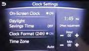 essential information Clock Set/Adjustment To adjust the time and the appearance of the clock on the display:. Press the Menu button under the lower touch-screen display.. Touch the Settings key. 3.