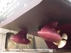 x- Azimuth podded propulsion system It provides propellers with high manoeuvrability, low fuel consumption, high