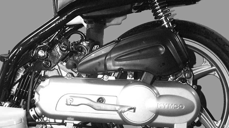 5. ENGINE REMOVAL/INSTALLATION Remove the rear brake adjusting nut and disconnect the brake cable from the crankcase.