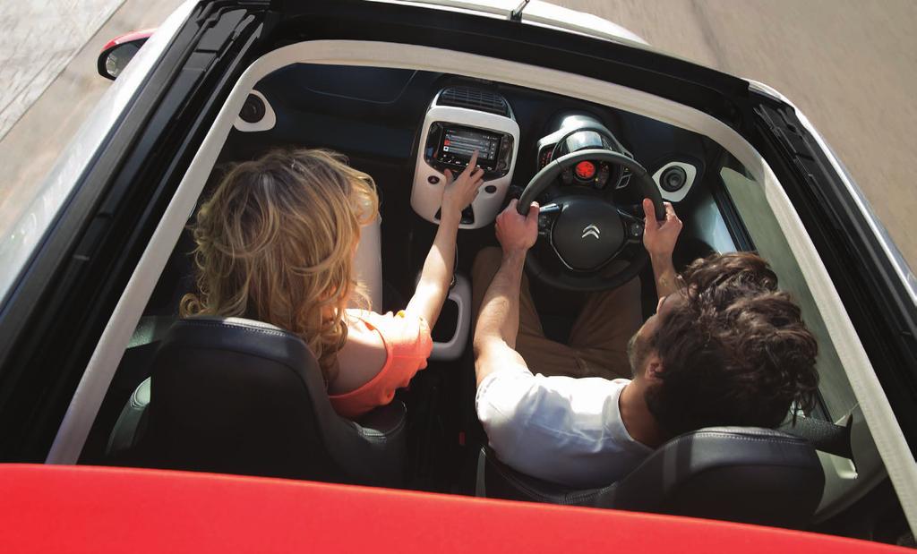 RELAXING FROM THE START Wherever you drive, CITROËN C1 is a relaxed and safe place to be, thanks to 6 airbags and ESP as standard, tyre pressure monitor and speed limiter*.