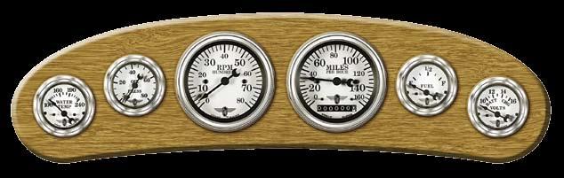 Wings Classic Wings water temperature, oil pressure, tachometer, speedometer, fuel and volt gauges 1940s Retro Styling Modern Engineering.