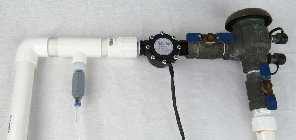 The pictures below show various ways the Injection Point and Flow Sensor can be