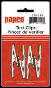 TEST CLIPS PINCES DE VÉRIFIER 570 ALLIGATOR TYPE A handy clip used in test work on ignition, radio and electrical applications. Strong, slim jaws with nesting teeth for good contact.