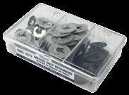 BOLT RETAINERS RETENUES DE BOULON 242 Inch 243 Metric GARAGE ASSORTMENT Bright Zinc Plated These flat, round type, spring steel fasteners are pushed on unthreaded rods, studs, etc.