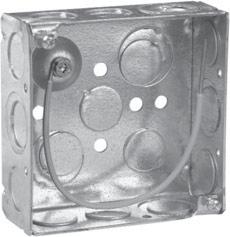 Steel Square Boxes 4" SQUARE OUTLET BOXES 22.0 CUBIC INCH CAPACITY (WELDED) 21.