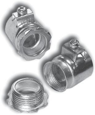 AC/MC Fittings Space Saver ACB Series Quick-Lok Connectors SPACE SAVER ACB SERIES STEEL Features: Male threads on locknut allow for more room inside the box Smooth pulling surface eliminates the need