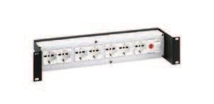 pannello lamiera Front rack panel, 2U for power supply of 19 equipment, composed of: plastic housing 1 security switch, 16A; 1 control neon; 7 italian/german standard shuttered sockets, connected; 3