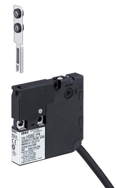 HS6E Series HS6E Subminiature Interlock Switches with Solenoid HS6E features: Compact body: 75 5 75 mm 5-mm-wide, thinnest solenoid type interlock switch in the world.