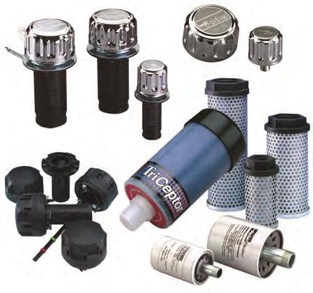 Reservoir Accessories Non-Metallic Filter Breathers Specifications: Materials: Body: Non-corrodible glass filled nylon. Valve: Nylon/Nitrile. Dipstick: ABS, acetal Hi/Lo indicators.