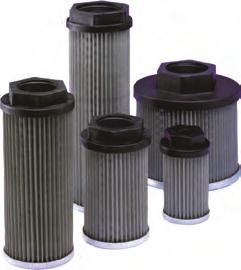 Reservoir Accessories Suction Strainers Specifications: Materials: Media: Stainless steel. Tube and end cap: Zintec. Head: glass filled nylon. Filtration Element: 100 mesh (149 micron).