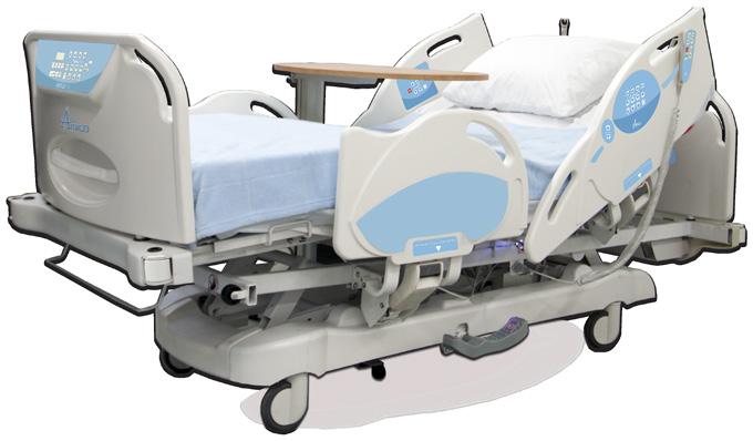 Apollo MS MedSurg Bed Standard Features 6 inch Tente wheel casters Central locking brake mechanism Linak DC Actuators Modular Battery Backup Electronic lock -out