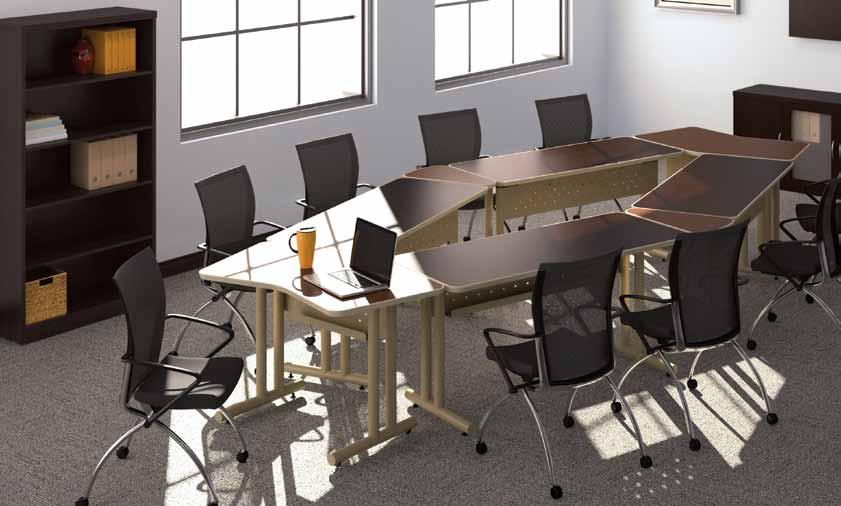 MEETING PLUS MEETING PLUS Plus Tables shown in Mocha/Taupe with Burnished