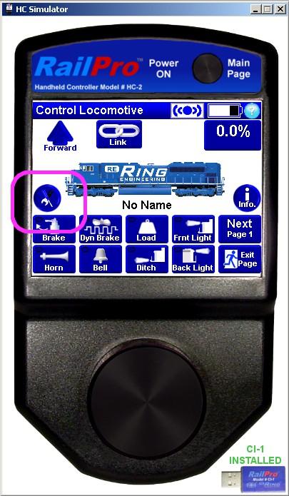 2) Press the Adjustments button. 3) In the name field, type the road number of the locomotive.