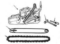 Installing Guide Bar / Chain 2 3 1 4 5 A standard saw unit package contains the items as shown below.