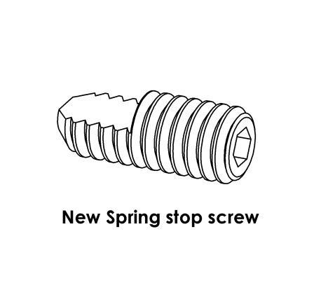 Instruction for the Spring stop screw The older version of the spring stop screw in some cases cause the stay up spring to tilt and break.