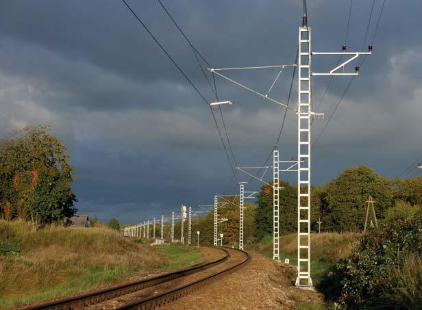Supporting structures The overhead contact line conductors are fixed to masts or crossbeams, as appropriate.