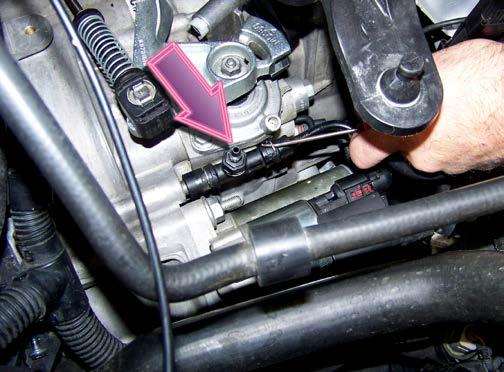Install the Bleeder Block With the air box removed, the bleeder block is clearly exposed and